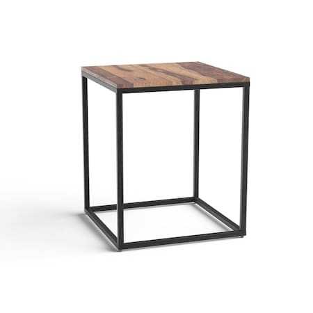 Gfancy Fixtures Sheesham Wooden End Table with Black Metal Legs GF3090661